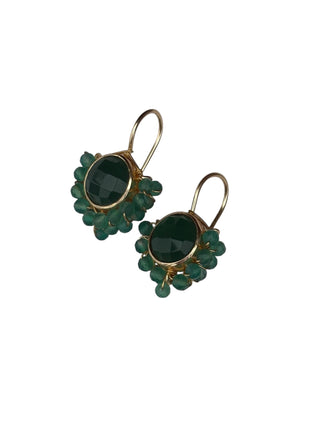 GREEN ONYX GEMSTONE HOOK EARRINGS