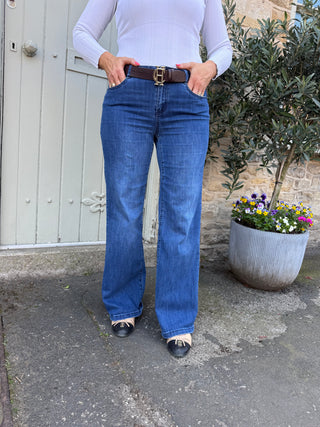 Goldie | Classic Wide-Leg Stretch Jeans  Medium Denim Blue