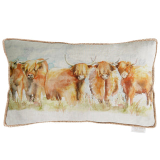 Highland Printed Cushion Natural: Natural / Feather Filled / 35 x 60cm