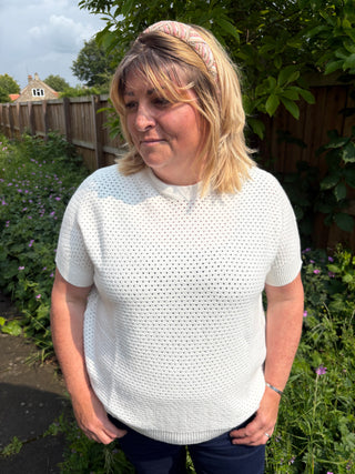 Holly Eyelet Short sleeve in Cream