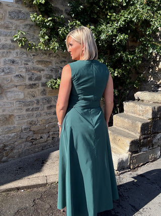 Flared taffeta dress - EMERALD