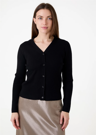 Cashmere Like Varied Rib Fitted Cardigan
