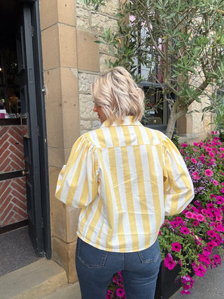 Striped denim jacket - Yellow
