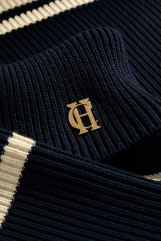 Antonia Roll Neck Knit Ink Navy Stripe