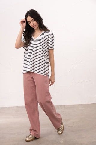 Ladies Ariana T Shirt - Navy Stripe