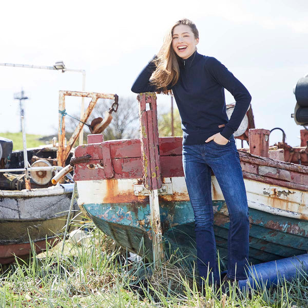 Womens Melford Knit 1/4 Zip - Navy