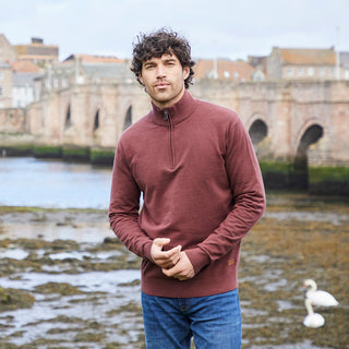 Mens Hartland 1/4 Zip knit - Oxblood