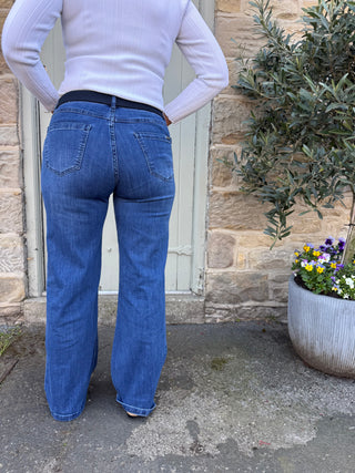 Goldie | Classic Wide-Leg Stretch Jeans  Medium Denim Blue