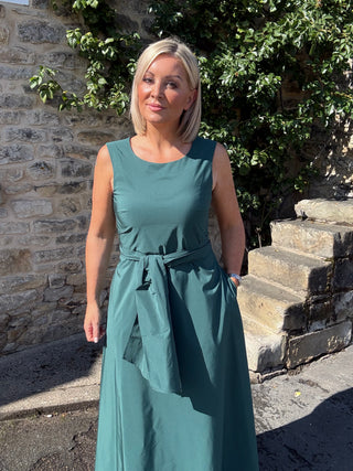 Flared taffeta dress - EMERALD