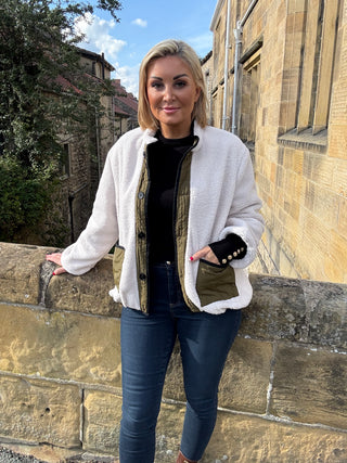 Connie Reversible Jacket in Khaki,Cream