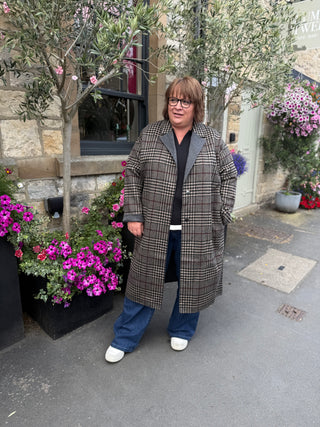 Wool Blend Plaid Double-Faced Coat