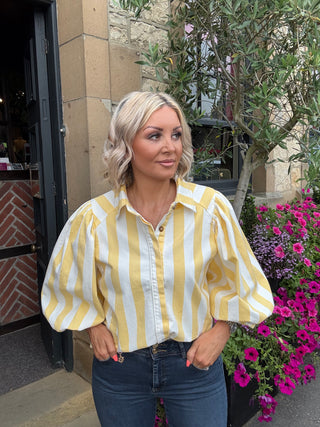 Striped denim jacket - Yellow