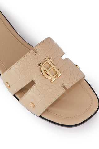 Monogram Slides Taupe Croc