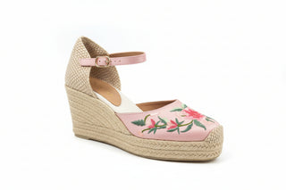 Mary Jane Butterfly Embroidered Satin Espadrille