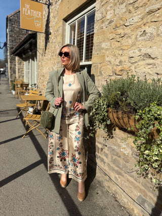 Floral Trousers in Ivory