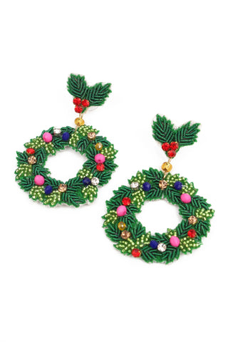 CHRISTMAS WREATH EARRINGS