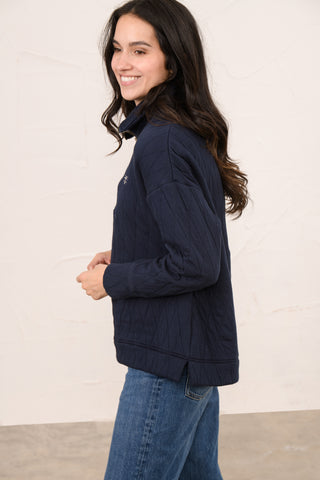Cameron Quilted Quarter Zip - Navy