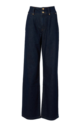 TAILORED WIDE LEG JEAN IN DEEP INDIGO