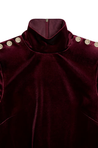 Cara Velvet Mini Dress Burgundy