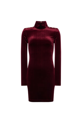 Cara Velvet Mini Dress Burgundy