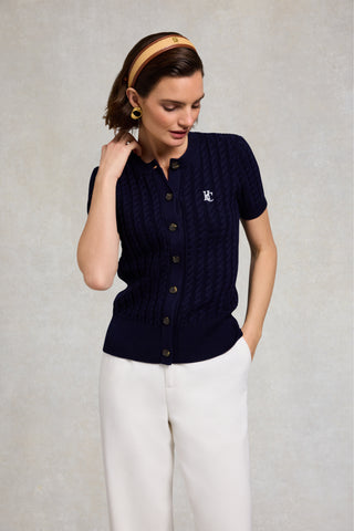 COTSWOLD SHORT SLEEVED CARDIGAN INK NAVY