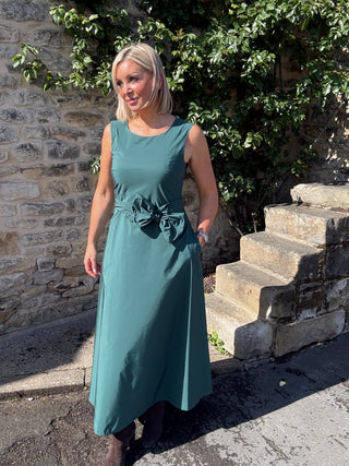 Flared taffeta dress - EMERALD