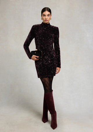 Cara Sequin Mini Dress Burgundy