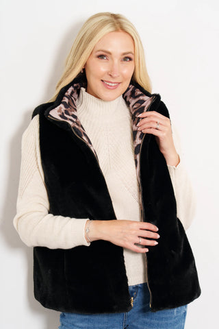 Tamsin Faux Fur Lined Gilet in natural Leopard