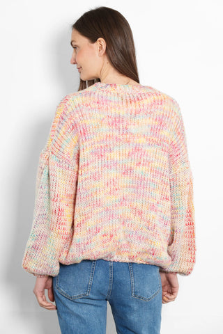 Brodie Wool Blend Cardigan in Cream Rainbow Knit