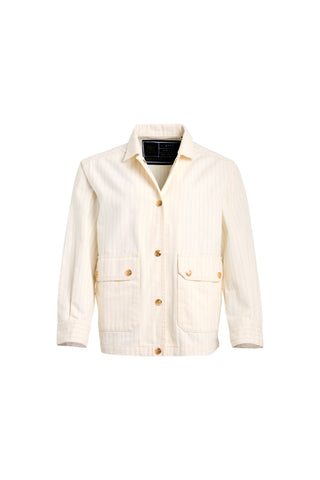 Denim Chore Jacket Ecru Stripe