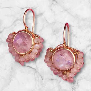 WHITE RAINBOW QUARTZ GEMSTONE HOOK EARRINGS