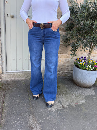 Goldie | Classic Wide-Leg Stretch Jeans  Medium Denim Blue