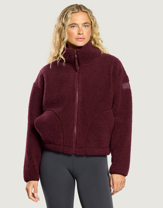 Industry Fleece High Collar Jacket - Cherry Crush