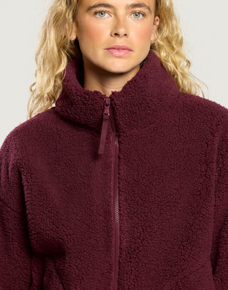 Industry Fleece High Collar Jacket - Cherry Crush