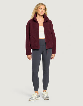 Industry Fleece High Collar Jacket - Cherry Crush
