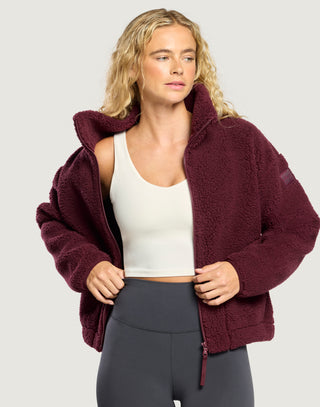 Industry Fleece High Collar Jacket - Cherry Crush