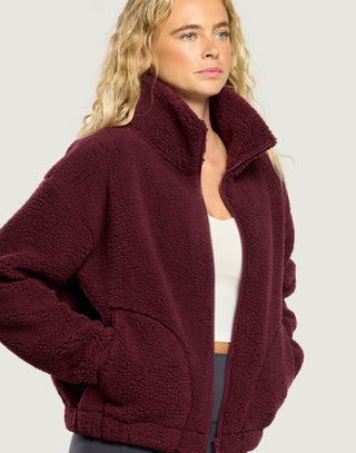 Industry Fleece High Collar Jacket - Cherry Crush