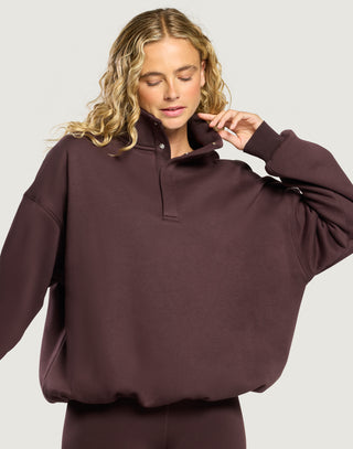 Snap Collar Sierra Sweatshirt in Mocha Bean