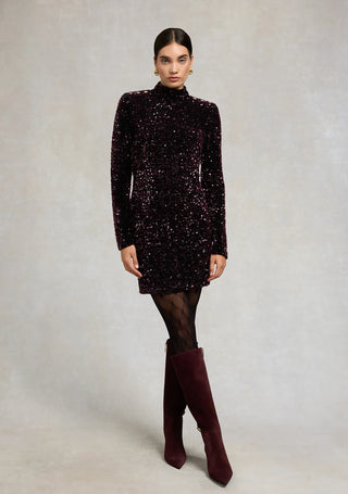 Cara Sequin Mini Dress Burgundy