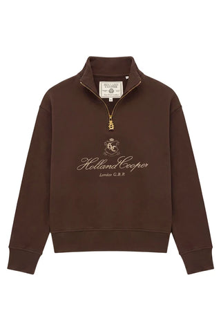 ESSENTIAL RELAXED QUARTER ZIP SWEAT - WALNUT
