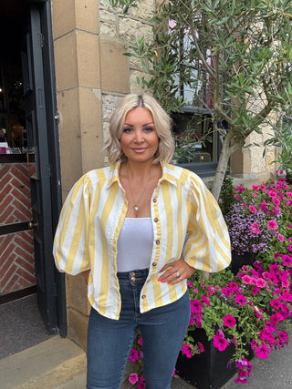 Striped denim jacket - Yellow