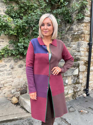 Francesca Knitted Coat in Burgundy