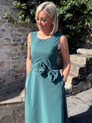 Flared taffeta dress - EMERALD