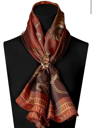Regal Horse Silk Scarf Caramel