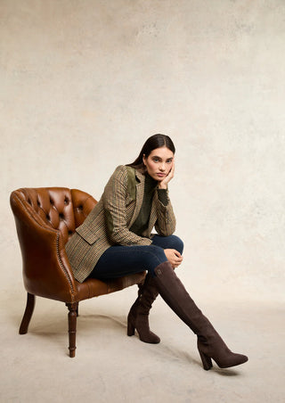 Albany Heeled Boot Chocolate Suede