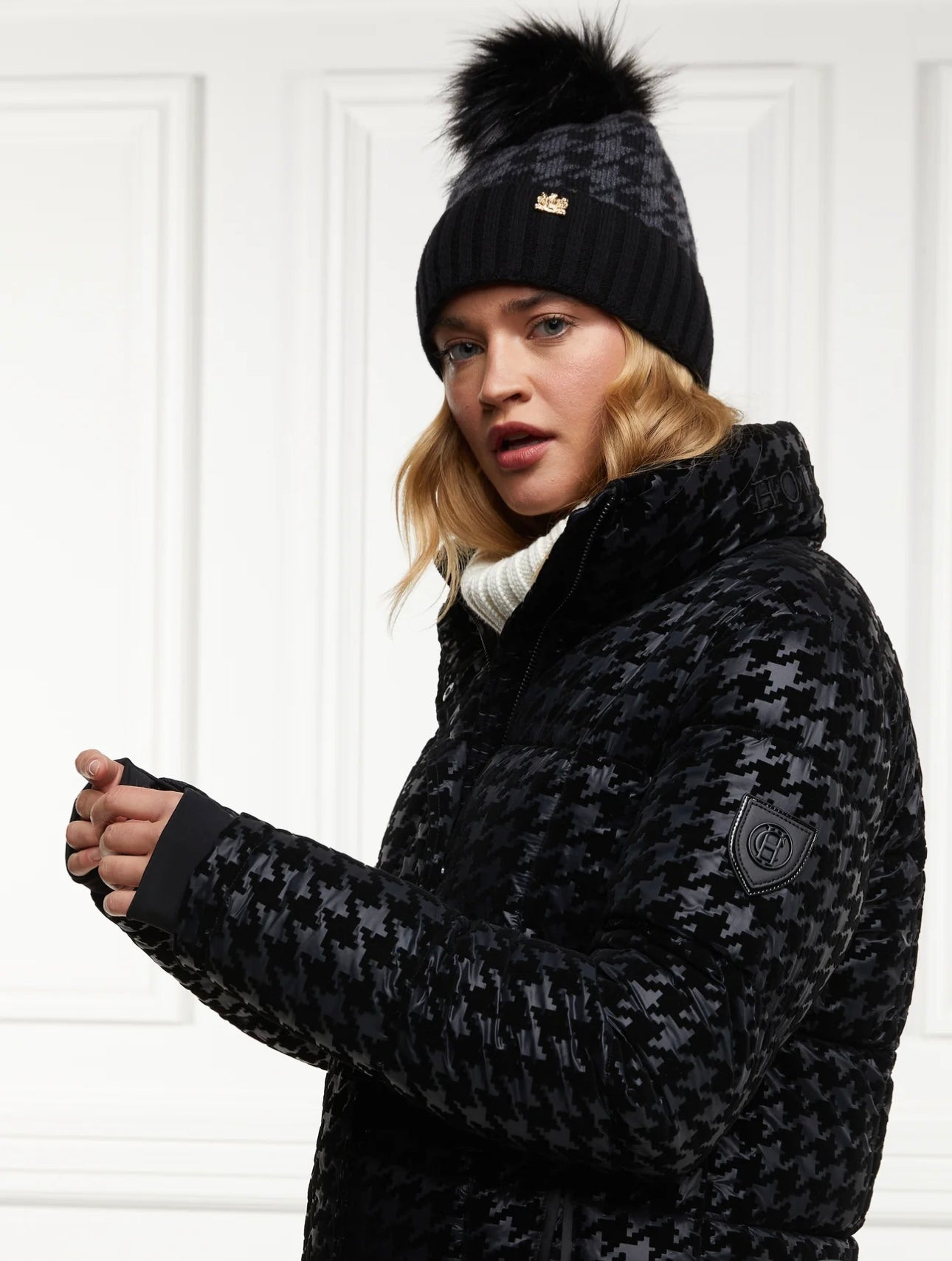 Houndstooth longline coat hotsell