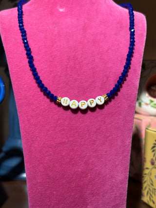ELECTRIC BLUE 'HAPPY' NECKLACE