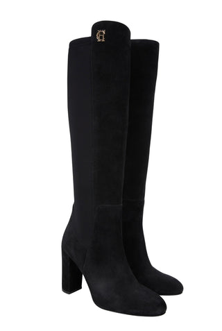 Albany Heeled Boot Black Suede