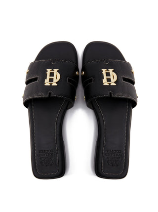 Monogram Slides Black Leather