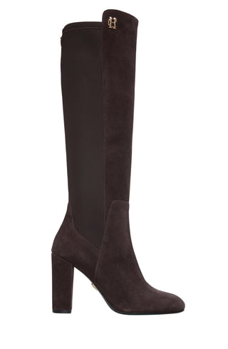 Albany Heeled Boot Chocolate Suede